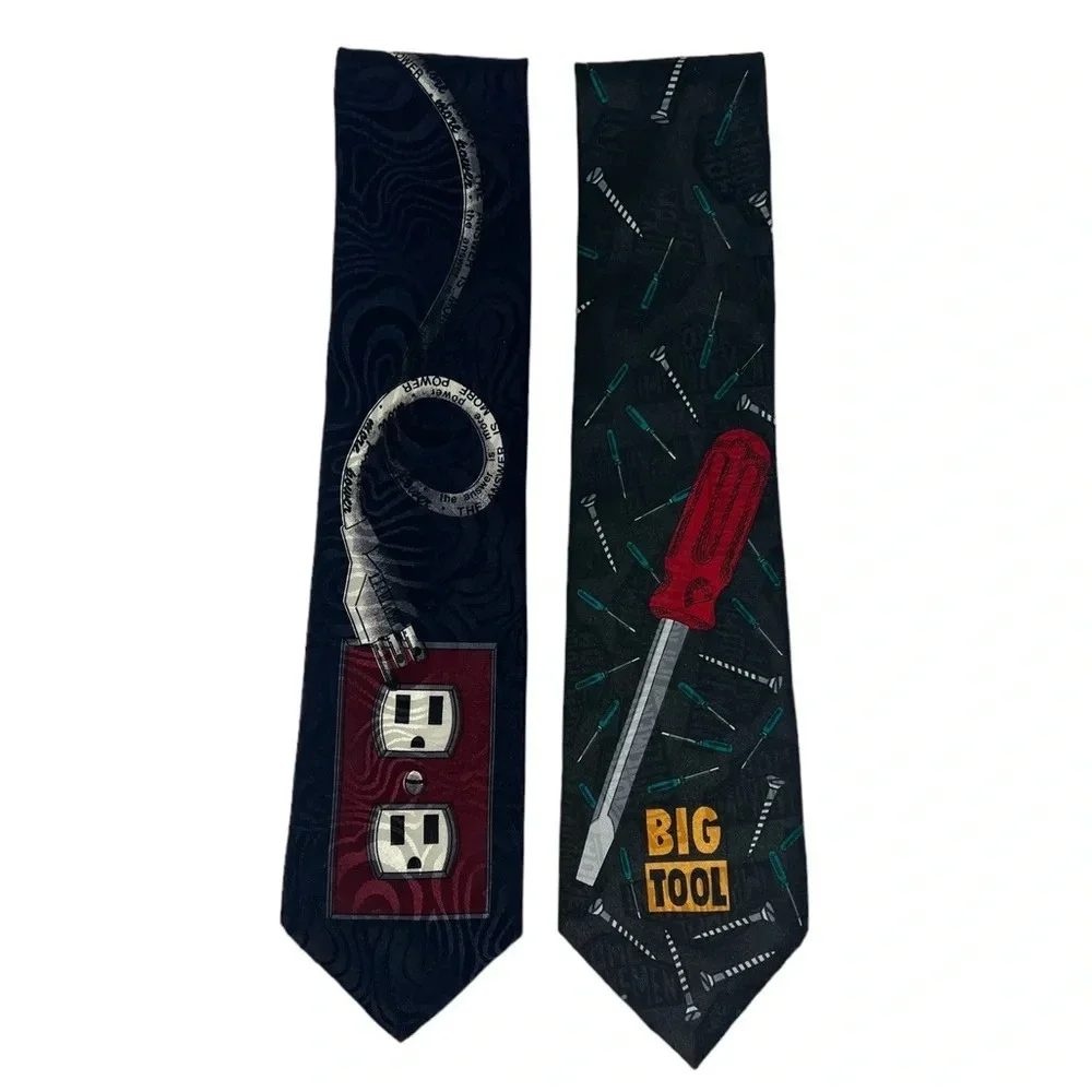 Vintage 90s Home Improvement Tool Time Tim Allen Novelty Ties Set of 2